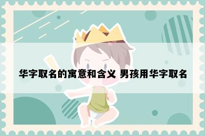 华字取名的寓意和含义 男孩用华字取名