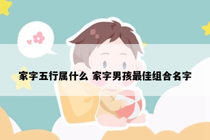 家字五行属什么 家字男孩最佳组合名字